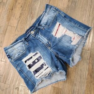 Rock & Republic American Flag Patriotic Distressed Jean Shorts Womens Size‎ 10